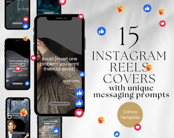 Schwarze Instagram Reels Abdeckungen | Bearbeitbare Vorlagen (Canva)