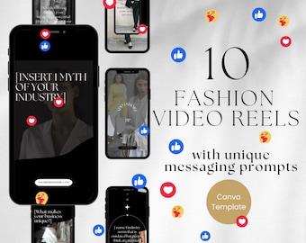 Black Fashion Video Reels Templates | Instagram, Canva (Digital Download)