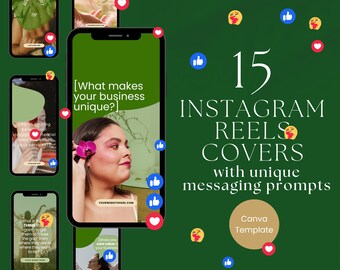 Green Instagram Reels Covers | 15 IG Templates (Canva)