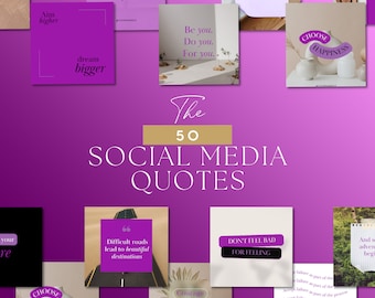 50 Purple Social Media Quotes | Instagram Post Templates (Canva)