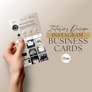 Instagram Business Card Template For Interior Design | Instagram Business Card Beige | Instagram QR Code Business Card | IG Business Card