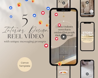 Interior Design Video Reels | Canva Templates, Messaging Prompts (Digital Download)