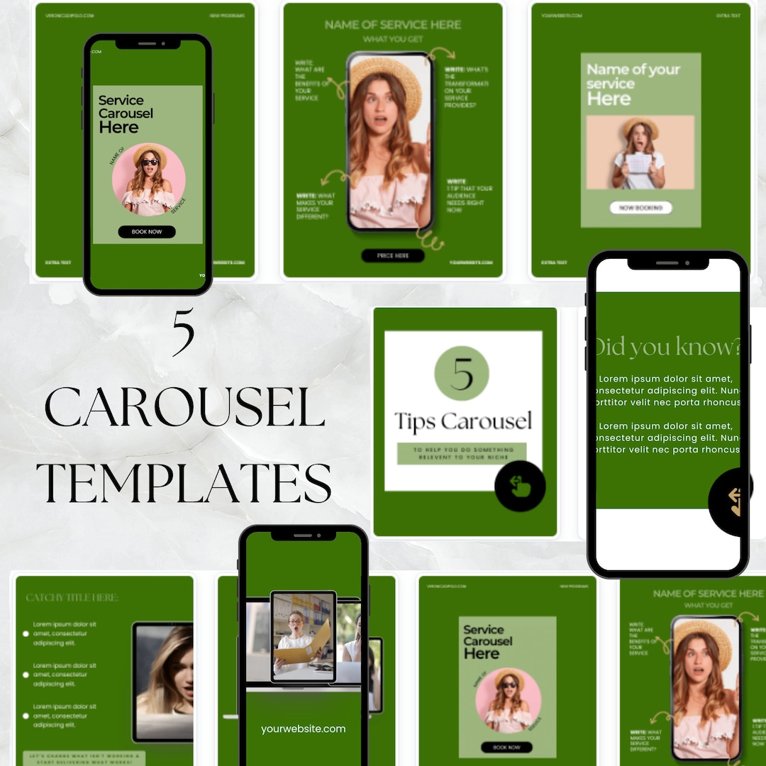 Instagram Carousel Templates | Green Puzzle Feed (canva) - Etsy