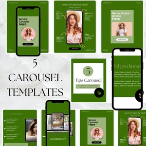 Instagram Carousel Templates | Engagement Booster Puzzle | Instagram Carousel Bundle | Modern And Elegant Instagram Templates | GREEN Posts