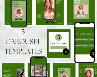 Instagram Carousel Templates | Green Puzzle Feed (Canva)