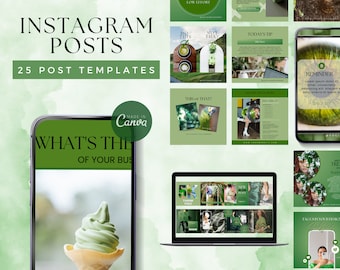 Grün Instagram Post Vorlagen Canva | 25 Business Posts (Digitaler Download)
