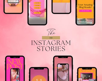 Pink & Orange Instagram Story Templates | Canva, Small Business (Digital Download)
