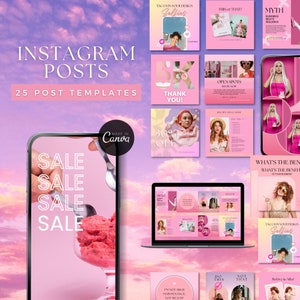 Pink Instagram Post Templates for Business | Aesthetic Pink Templates | Social Media Templates | Minimalist Instagram Canva Templates | Pink