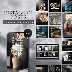 Instagram Post Templates for Business | Social Media Templates | Minimalist Instagram Canva Templates | Black Templates | instagram temp