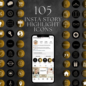Black Moody Instagram Story Highlights Cover Templates | myself instagram highlight cover | Black & Gold Story Highlight Covers | IG Canva