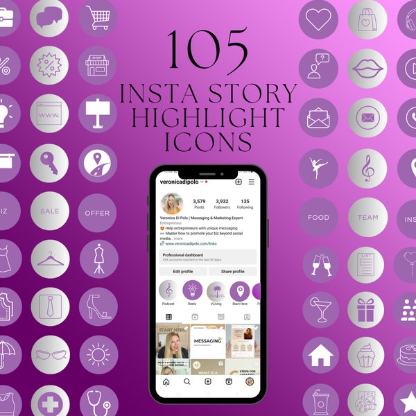 105 IG Story Highlight Covers Pack | Minimalist Text Icons | IG | Instagram Highlight Covers in Purple | myself instagram highlight cover