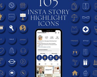Íconos para historias destacadas de Instagram en azul y dorado / Diseño minimalista (Canva)