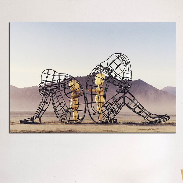 Alexander Milov The Art of Love,Two People Turning Their Backs on Each Other in Burning Man,Children Imprisoned in Adult Bodies