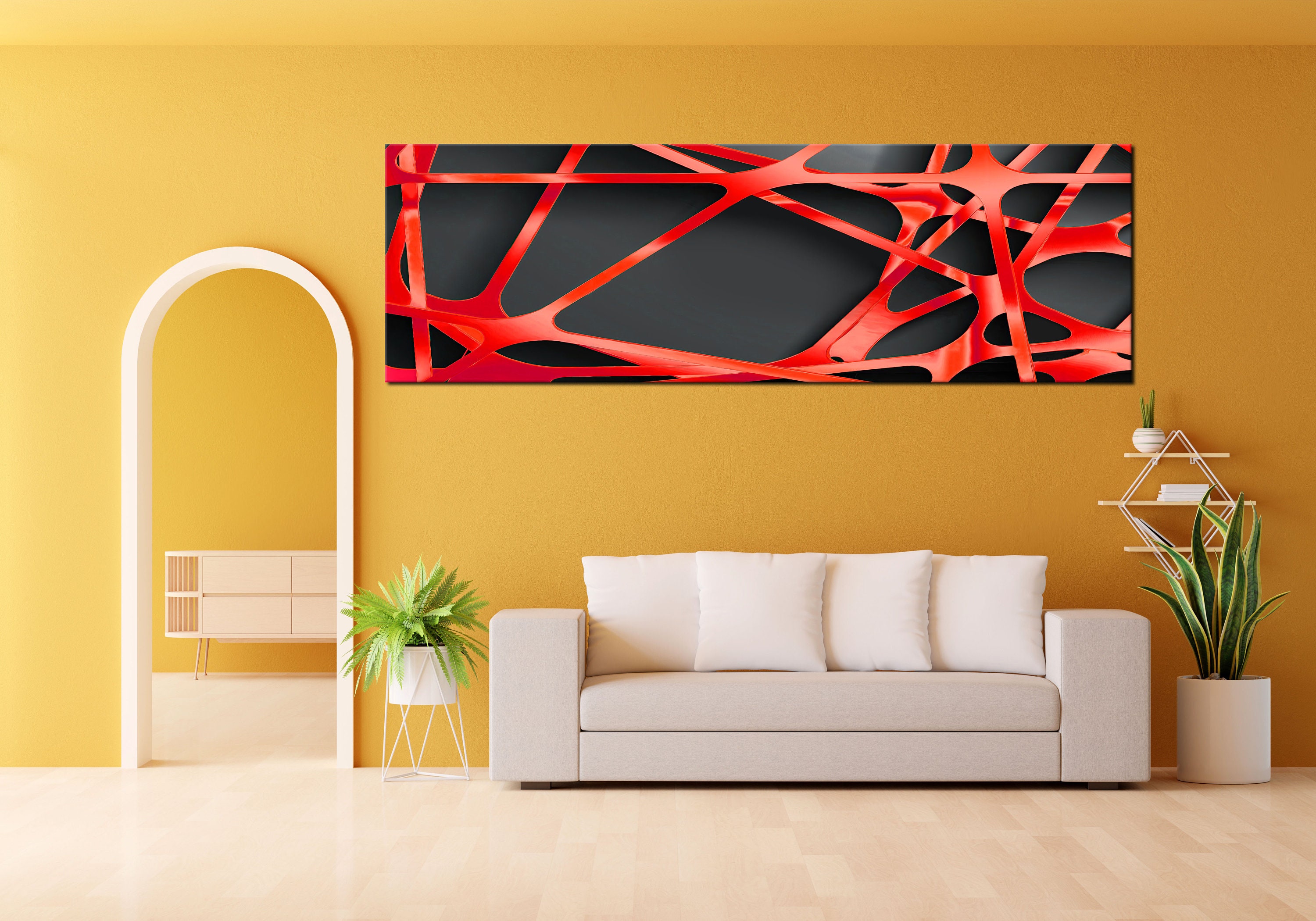 3D Effect Wall Art,3d Effect Canvas, Black Red Canvas Print,red