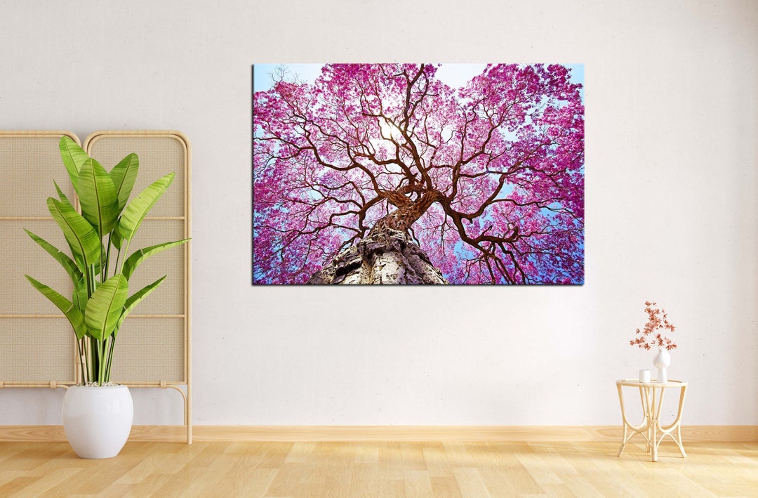 Purple Tree Wall Art, Purple Tree Canvas, Forest Printed Landscape, Big