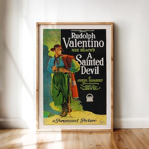A Sainted Devil – Rudolph Valentino 1924 Movie Poster | Printable Wall Art Digital Download Vintage Paramount Silent Film Print