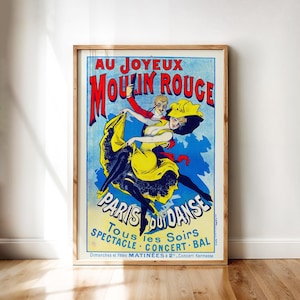 Moulin Rouge Poster – Vintage 1890s French Cabaret Paris Can-Can Dancer Wall Art | Retro Printable Poster Digital Download