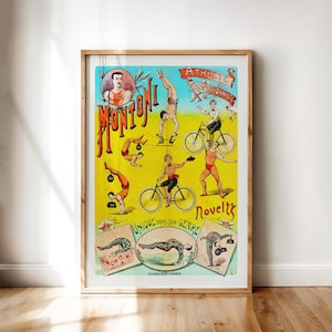 Retro French Poster – Montoni Contortionist Circus Advertising Print 1888 | Vintage Acrobat Wall Art Printable Digital Download