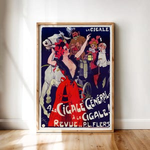 Vintage 1899 Poster – À la Cigale Général by Grun | Printable Wall Art Digital Download Belle Époque Cabaret Stage Artwork