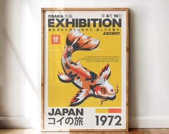 Koi Fish Poster Digital Download | Japanese Ascent Art Print