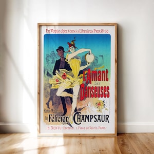 French Cabaret Dancer Poster – L’Amant des Danseuses, Antique Art Nouveau Style | Printable Digital Wall Art for Home and Studio