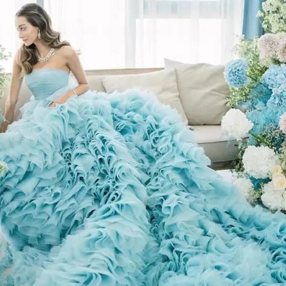 Ice blue grey reception wedding dress - WBG03 - £1800 - Charmi Creations