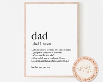 Father's Day Personalised Gift Dad Daddy Definition Typography Poster Quote Printable Wall Art Downloadable Prints Gift for dad
