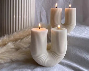 U-Shaped Scented Home Decor Candles, Gift for Her, Gift Idea, Organic Soy Wax,  Fragrant Geometric Arch Candle, Wedding Decoration
