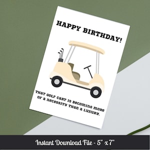 Carte joyeux anniversaire | Golf | Carte imprimable | Téléchargement instantané | Pour lui | Sports | Voiturette de golf | Golf | Vieux | Jeux de mots | Carte de pointage | 5" x 7"