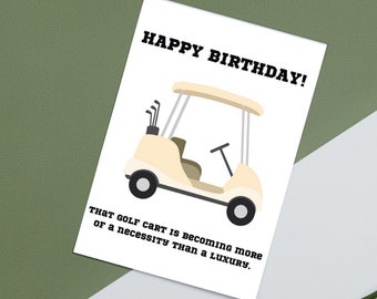 Happy Birthday Card | Golf | Printable Card | Instant Download | For him  | Sports | Golf Cart | Golfing | Old | Puns | Score Card | 5&quot; x 7&quot;