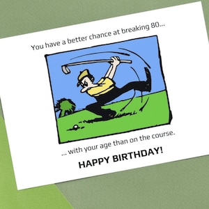 Carte de joyeux anniversaire | Golf | Carte imprimable | Téléchargement instantané | Pour elle | Pour lui | Sport | Golf | Jeu de mots | Carte de pointage | Joueur | 7" x 5"