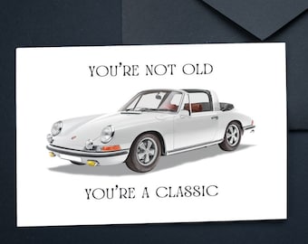 Happy Birthday Card | Birthday | Printable Card | Instant Download | For him | Car | Vintage | Classic | Puns | Aging | Old | Car | 7&quot; x 5&quot;