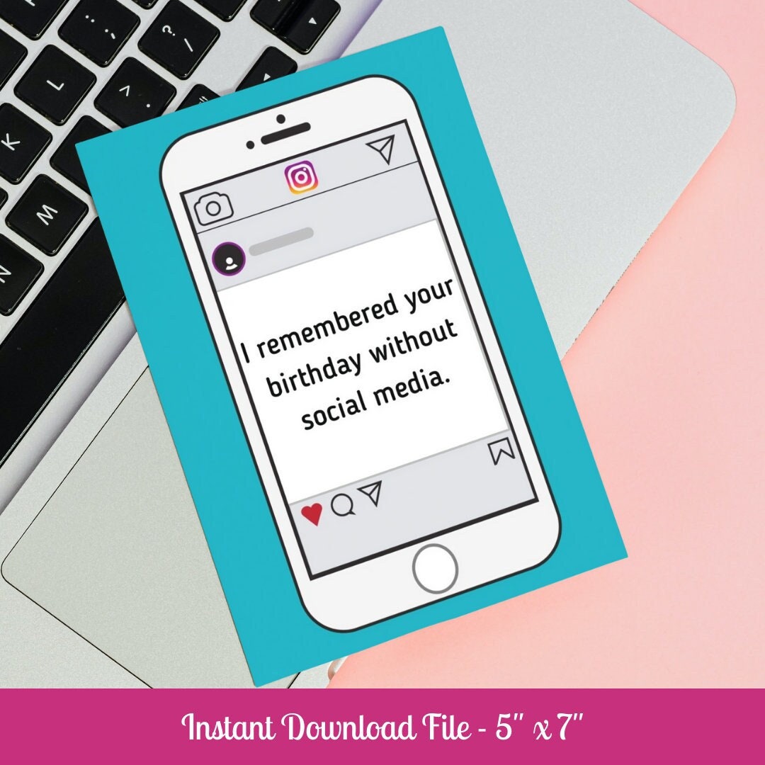 Happy Birthday Card | Birthday | Printable Card | Instant Download | For her | For him | Puns | Social Media | FB | IG | Tik Tok | 5" x 7"