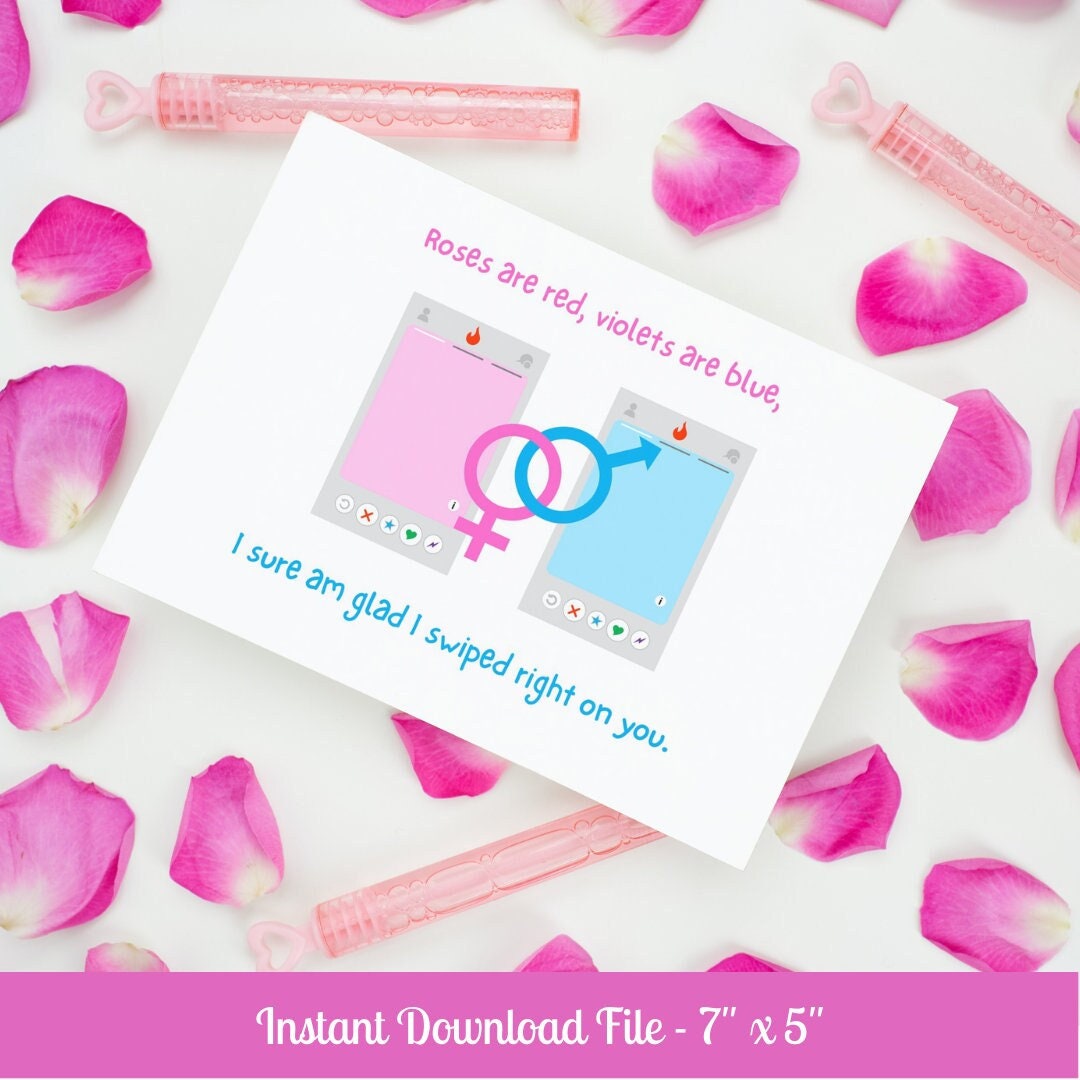 Valentine's Day Card | Puns | Printable Card | Instant Download | For her | For him | Tinder | Dating App| Online dating | Swipe | 7" x 5"