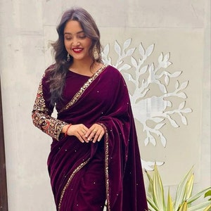 Grape colour wedding on sale saree