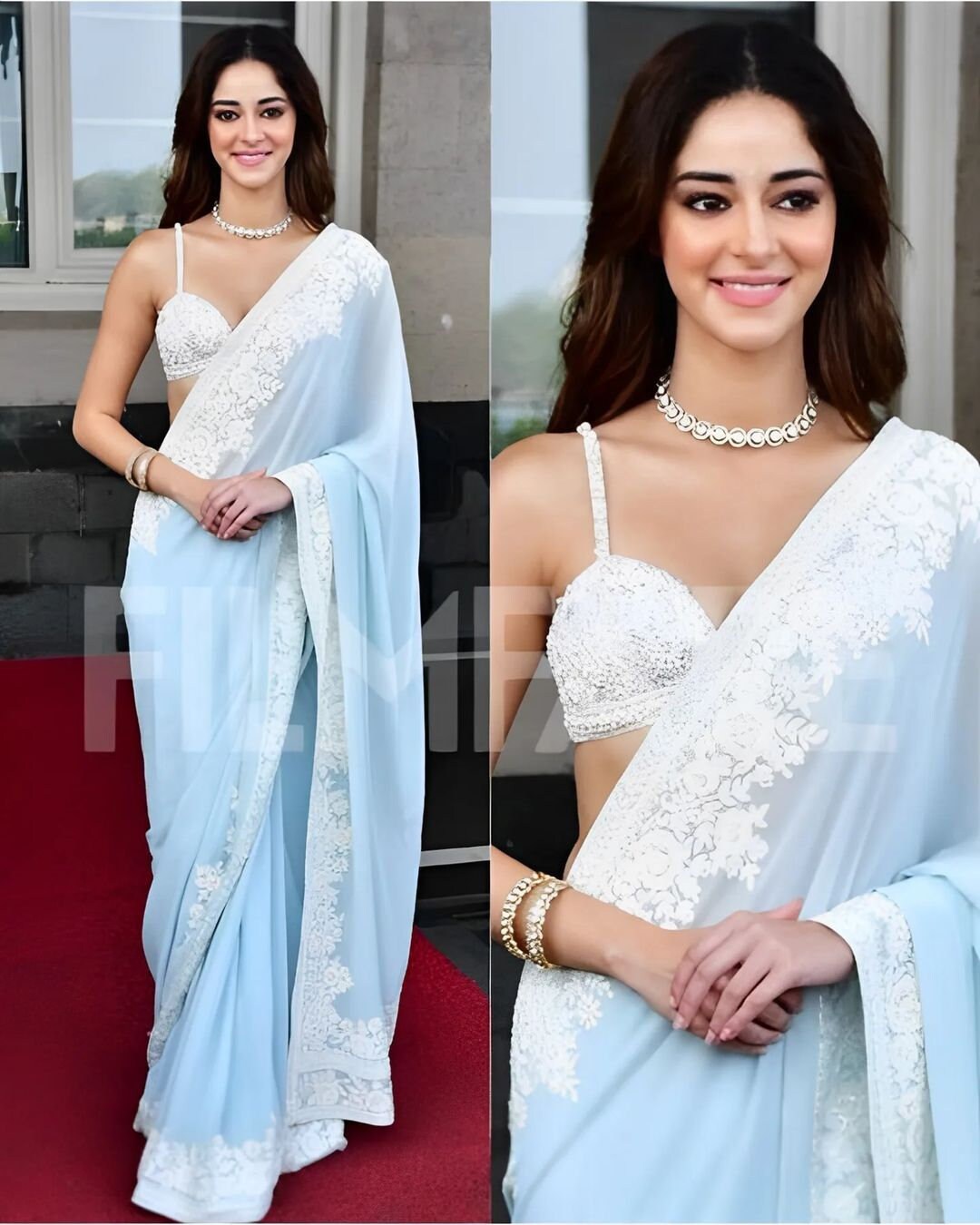 Blue White Saree - Etsy