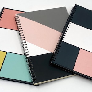 Modern minimal spiral notebook, sketchbook, travel book