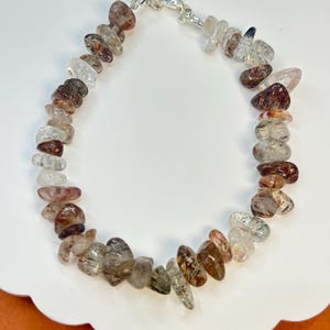 Gold Super 7 Chip Bracelet: Natural Crystal Sterling Silver Jewelry