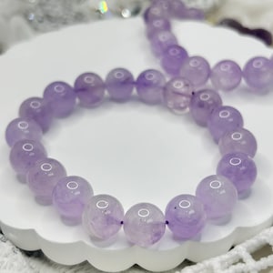 Lavender Amethyst Bracelet: Natural Crystal & Herkimer Diamond, 10mm Bead