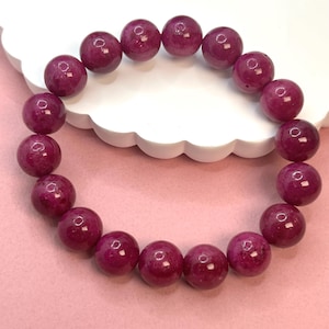 Natural Ruby Beaded Bracelet | Untreated Ruby Gemstones | July Birthstone | Jewelry, Decoration, or Collectible