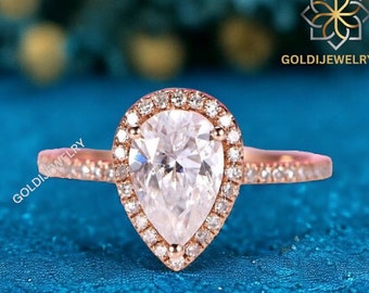 1.50 Ct Pear Cut Moissanite  Engagement Ring | Valentine' Gift| Art Deco Ring| Absolutely Stunning Wedding Ring |  Vintage Rings Gold Ring