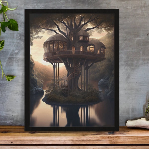 Baumhaus #1, Wall Art, digital Download, treehouse, lovely, Paradise, digital, unique, wunder, Fantasy, printable