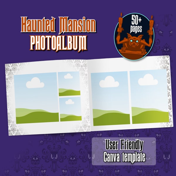 Haunted Mansion Photo album Canva Template | Halloween party | Disneyland holiday | Oogie Boogie Bash | Spooky season