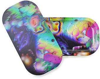 Slim 3D Holographic Metal Rolling Tray w/ Magnetic Lid