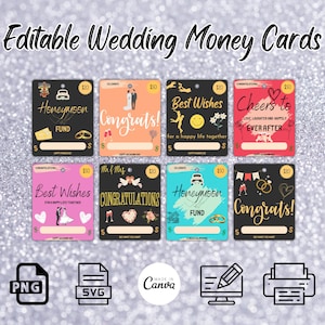 Editable Wedding Money Card Templates Cards Holder Bundle Etsy