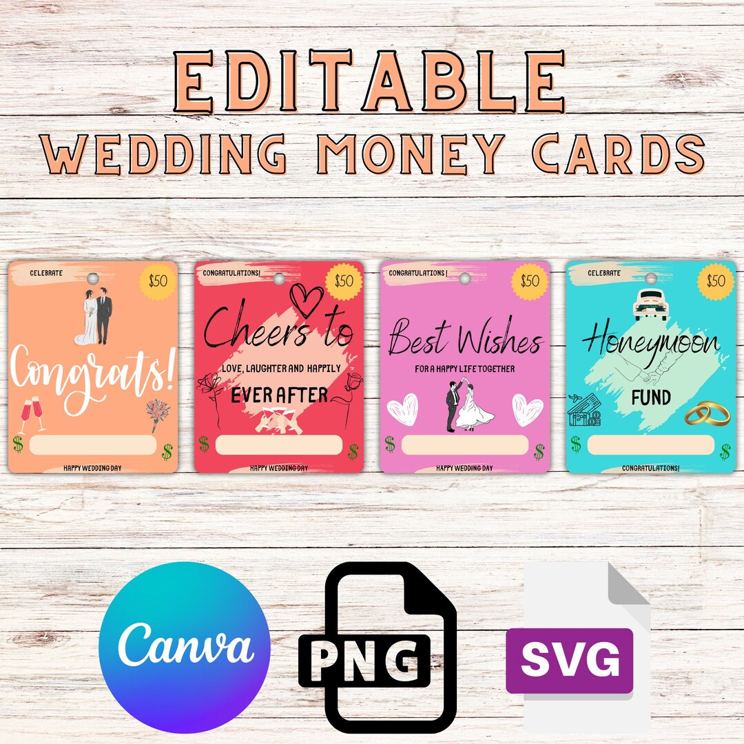 Editable Wedding Money Card Holder Template Easy to Edit on - Etsy