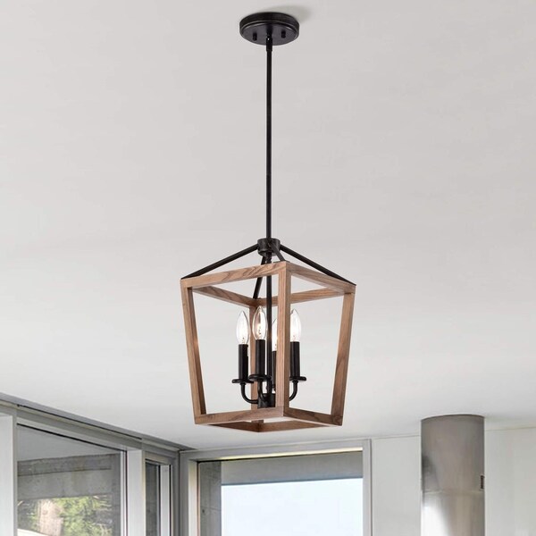 Wood Geometric Pendant Light Etsy