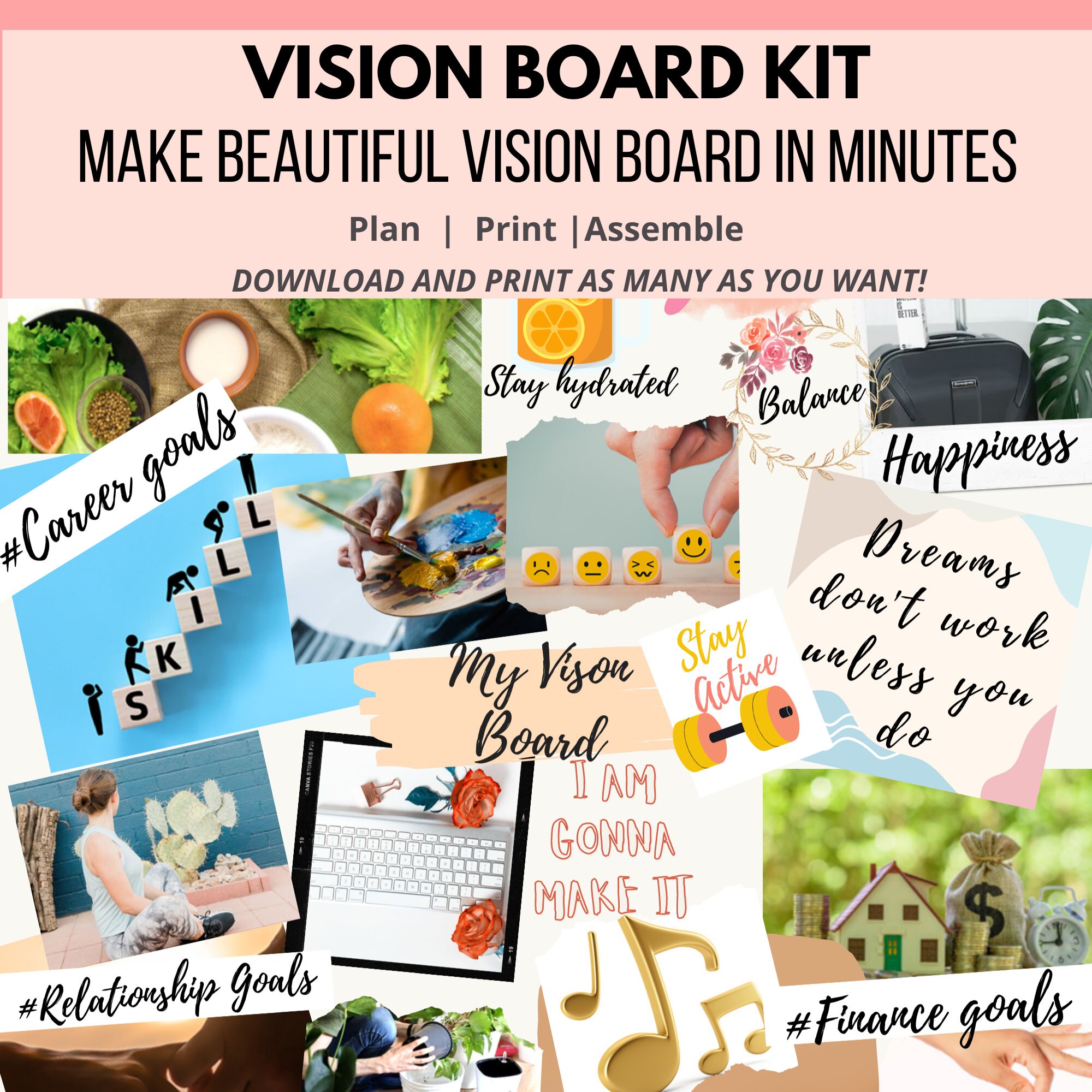 Vision Board Printables -  👑 Printable (+  Digital) Vision Board Kits! Bundles available for Kids, Adults (The 2023-2024  Vision Board Kit is now available!) plus themed ones from Weddings, to  Travel