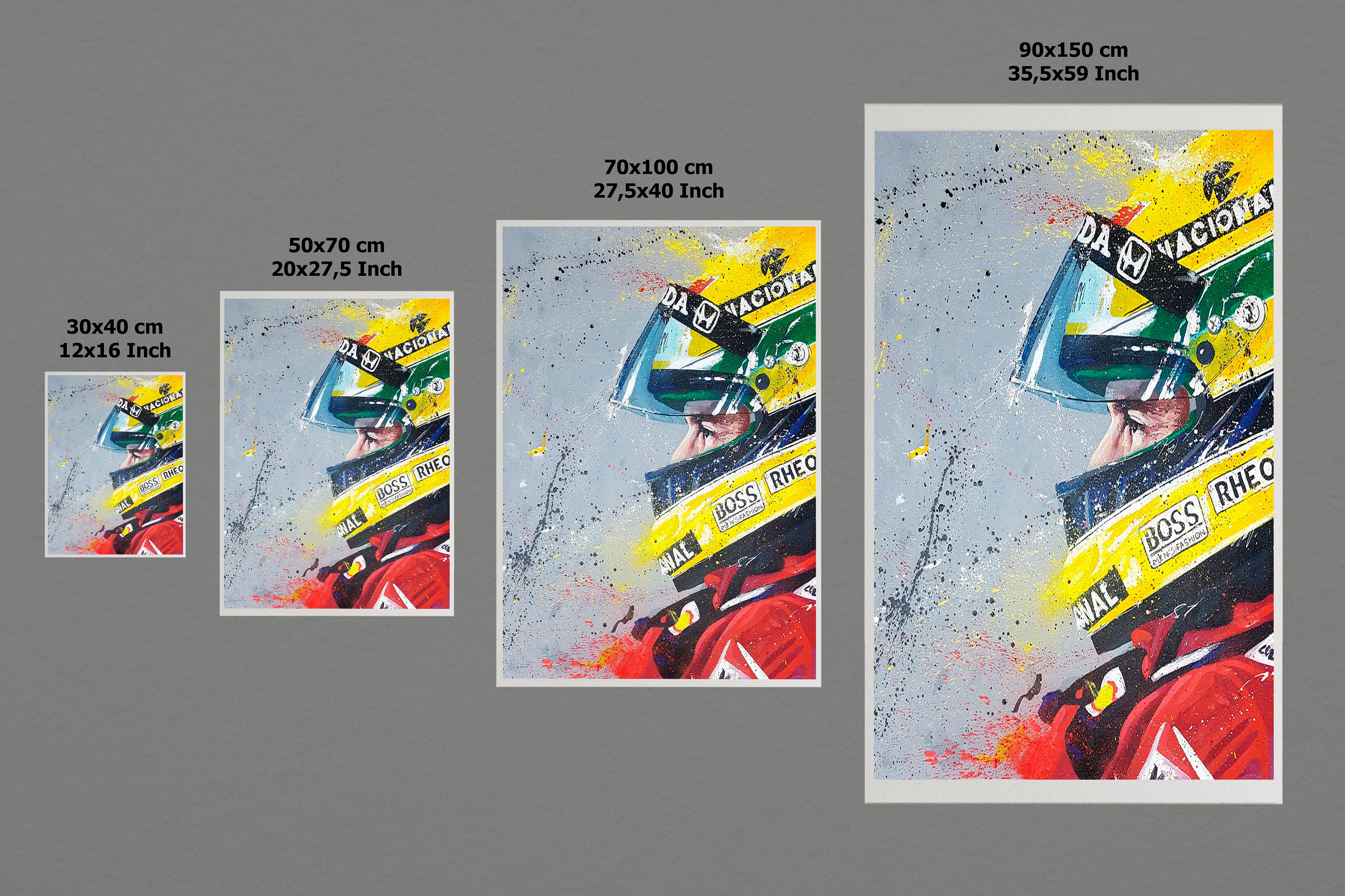 Ayrton Senna Helmet, Ayrton Senna, Formula 1 Racer, F1, Colourful