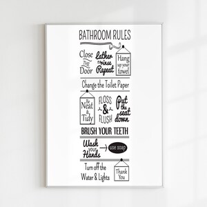 Reglas De Baño Letter Canvas, Lienzo De Baño, Impresión, Lienzo Fresco, Arte Atemporal, Impresión Colorida, Póster Impreso, Decoración Del Hogar, Regalo Para El Hogar
